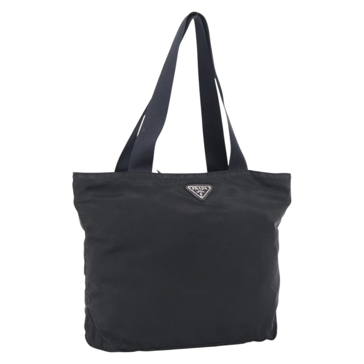 PRADA Tote Bag Nylon Black Silver