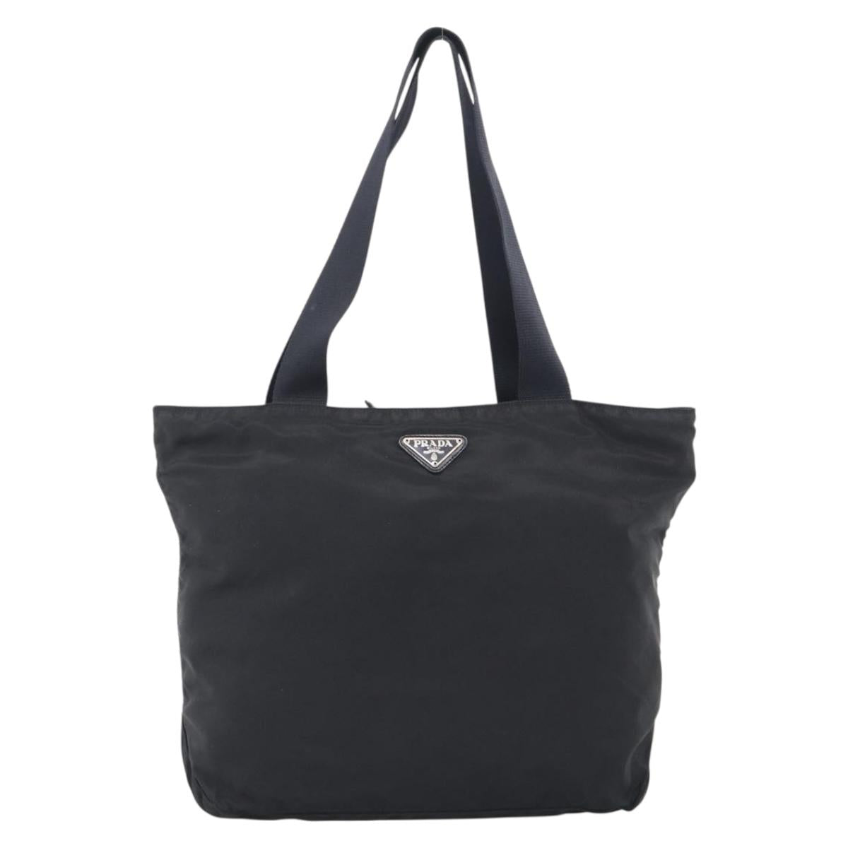 PRADA Tote Bag Nylon Black Silver
