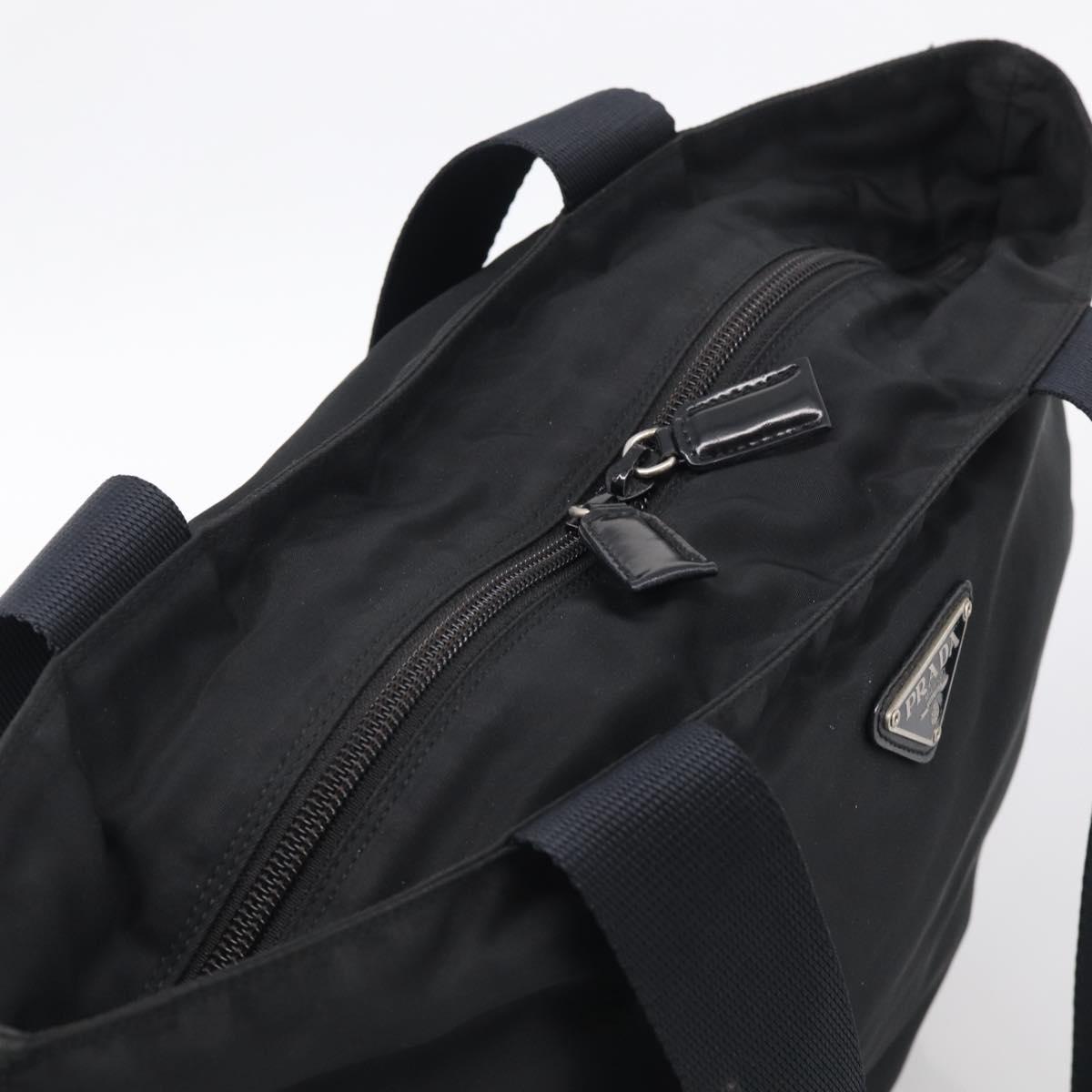 PRADA Tote Bag Nylon Black Silver