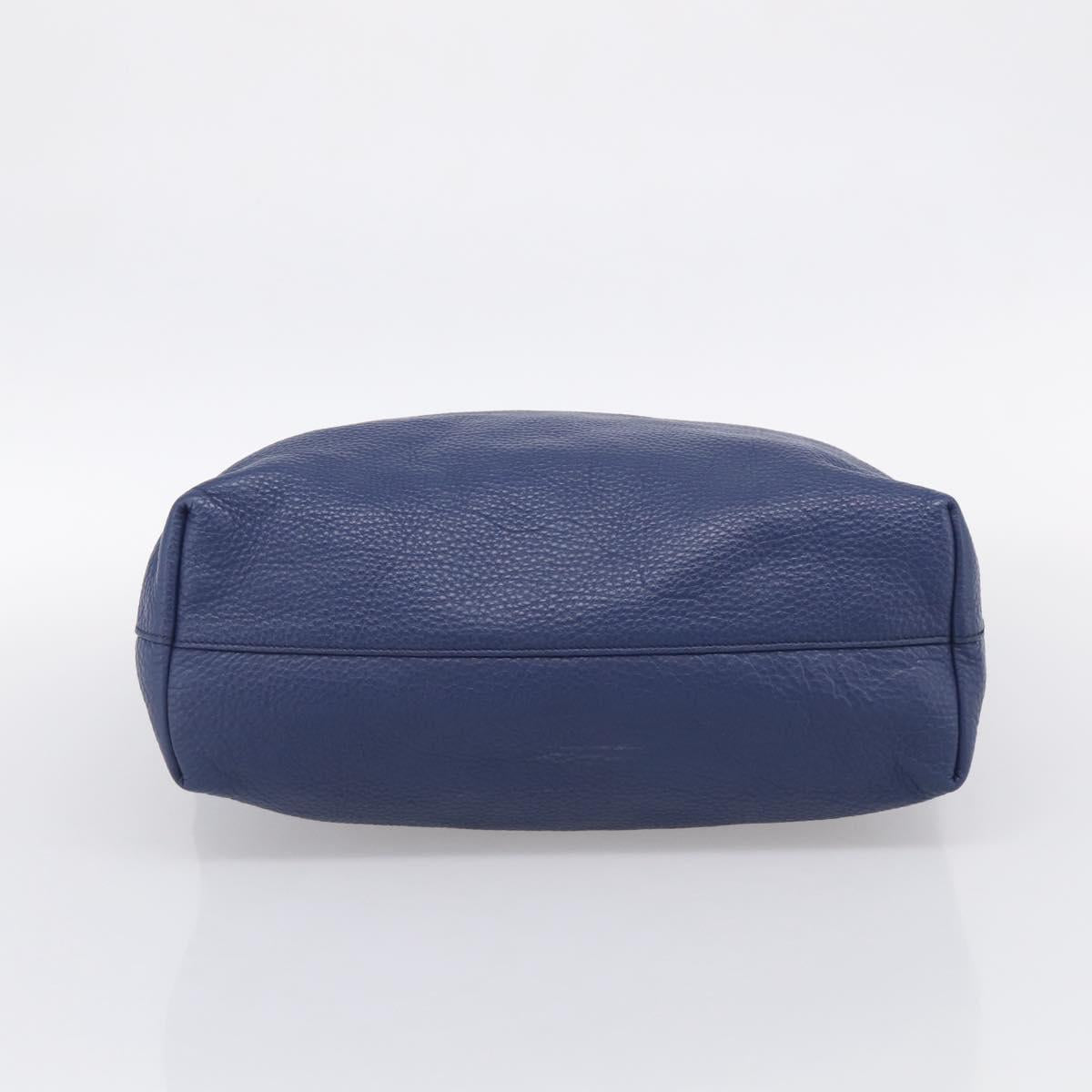 PRADA Hand Bag Leather Blue Gold Tone