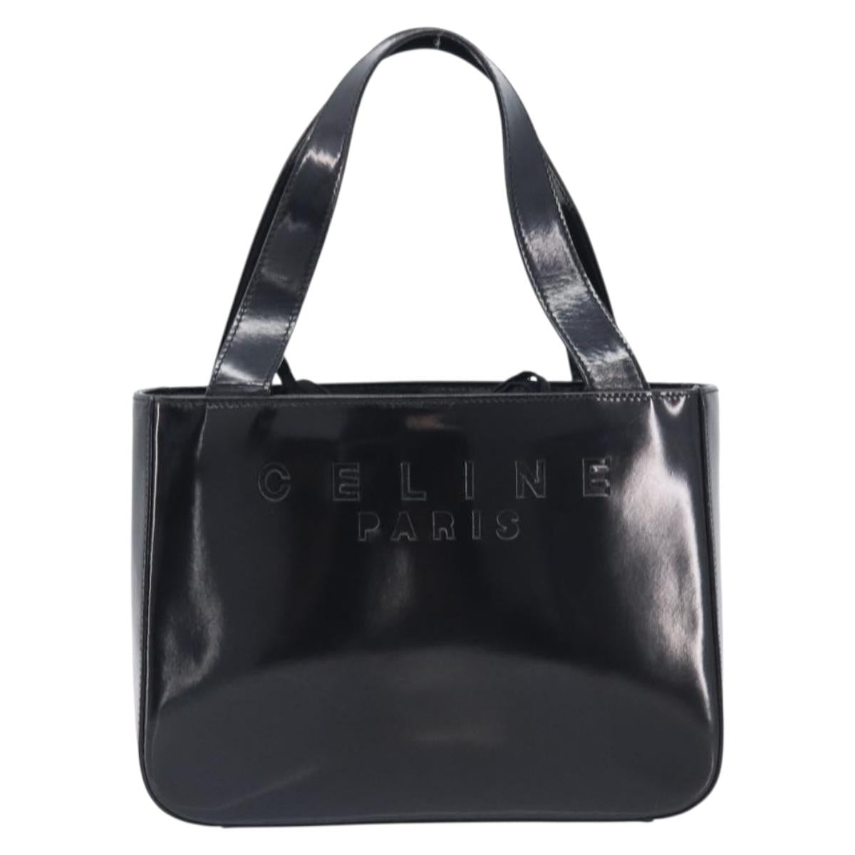 CELINE Hand Bag Patent Black