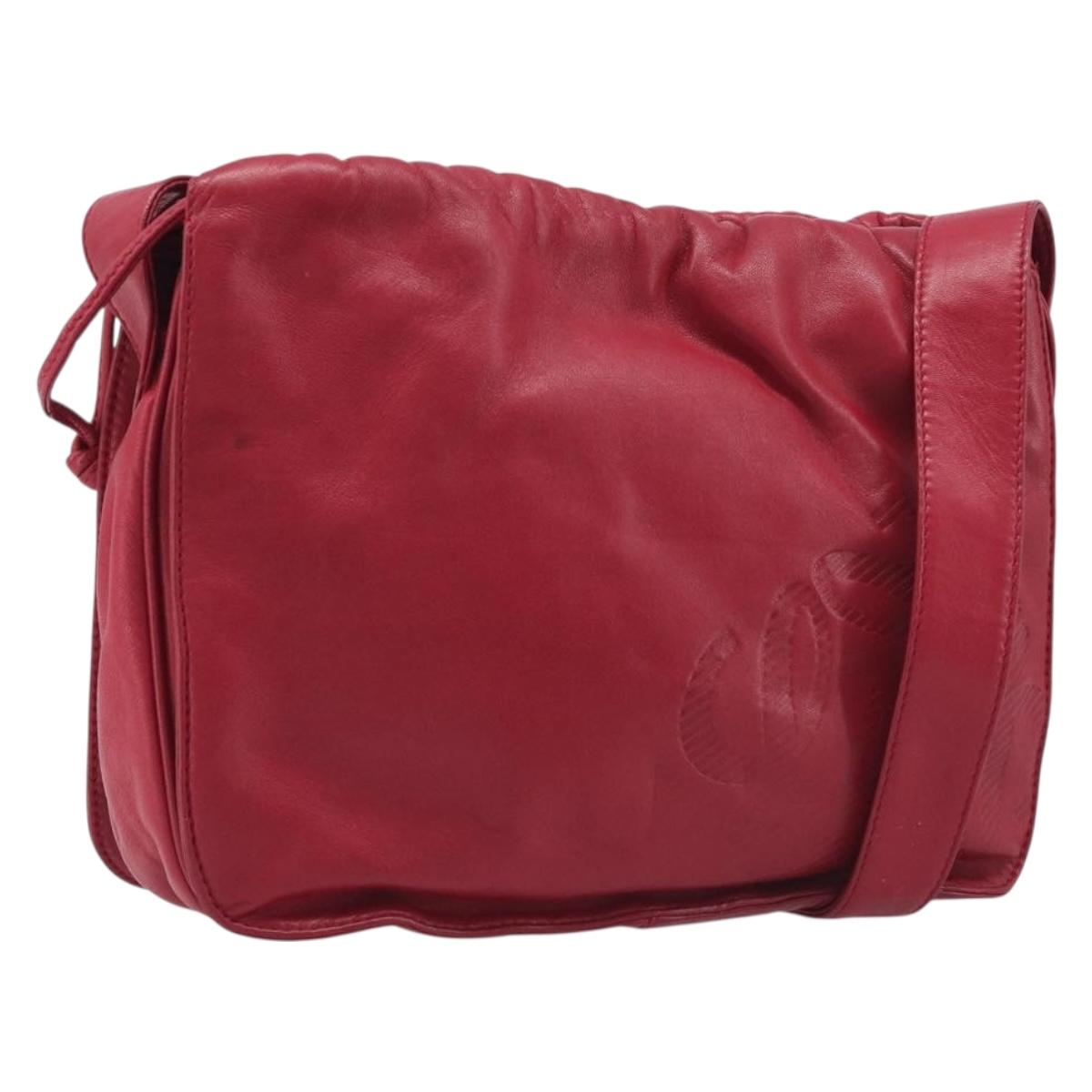 LOEWE Shoulder Bag Leather Red Gold Tone
