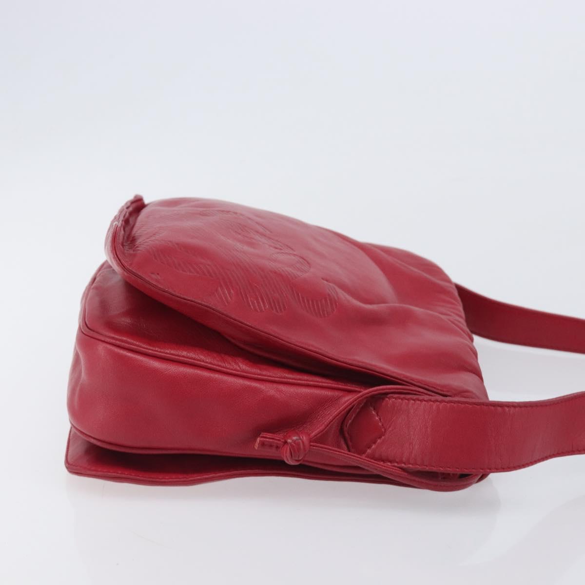 LOEWE Shoulder Bag Leather Red Gold Tone