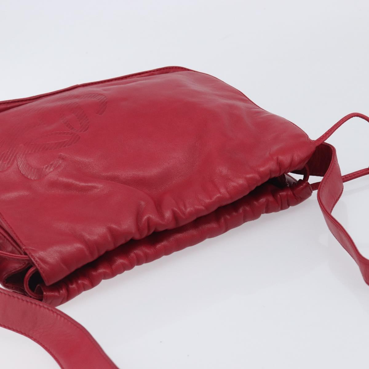 LOEWE Shoulder Bag Leather Red Gold Tone