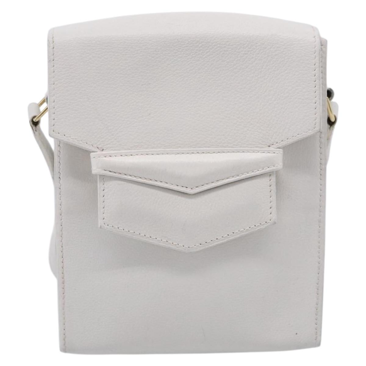 HERMES Shoulder Bag Leather White Gold