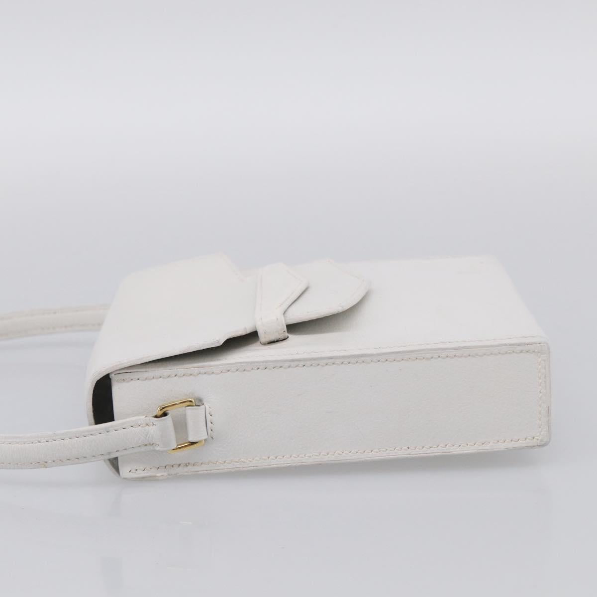 HERMES Shoulder Bag Leather White Gold