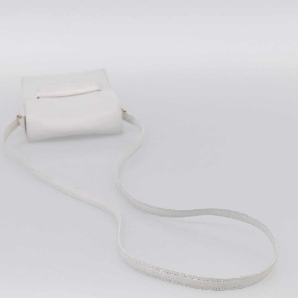 HERMES Shoulder Bag Leather White Gold
