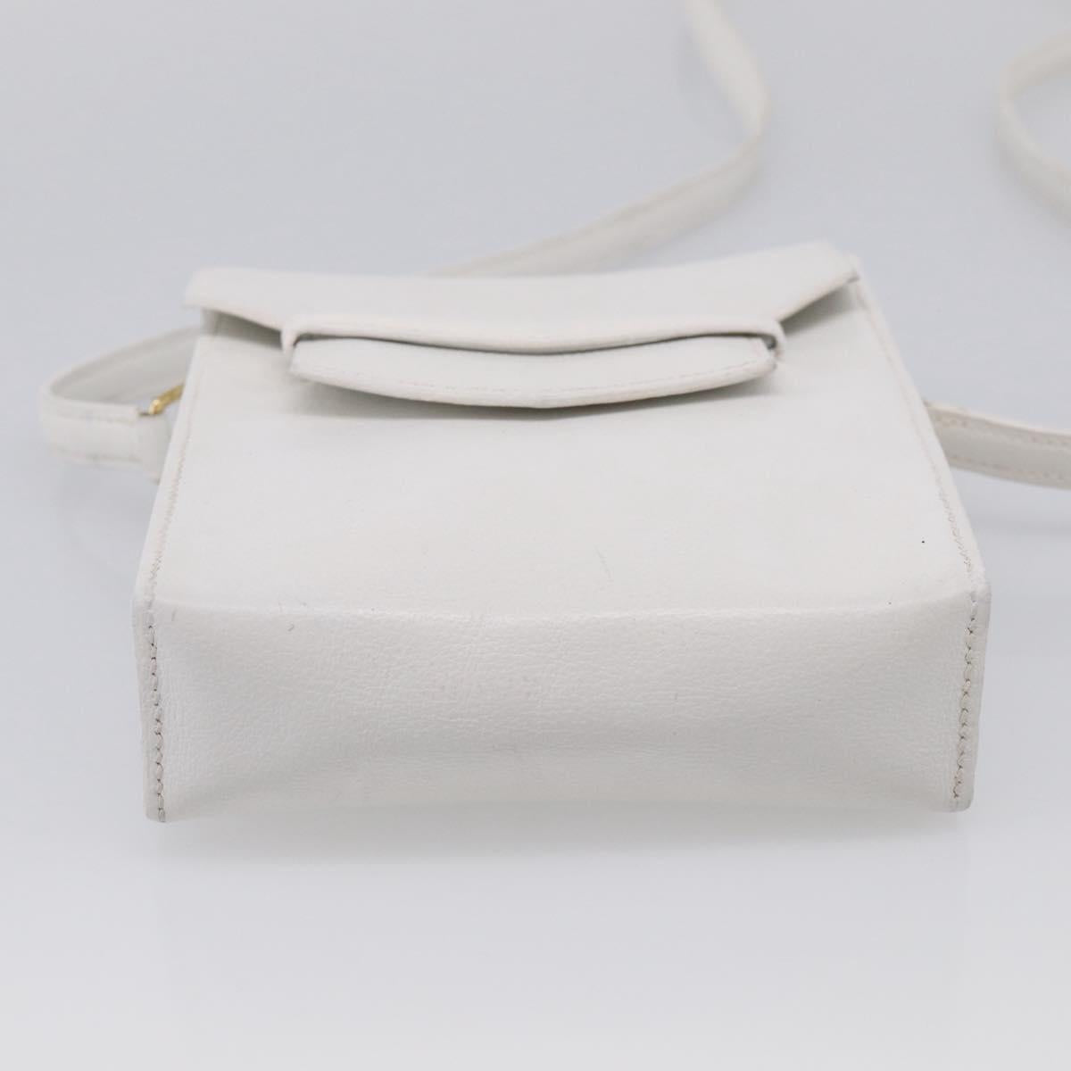 HERMES Shoulder Bag Leather White Gold