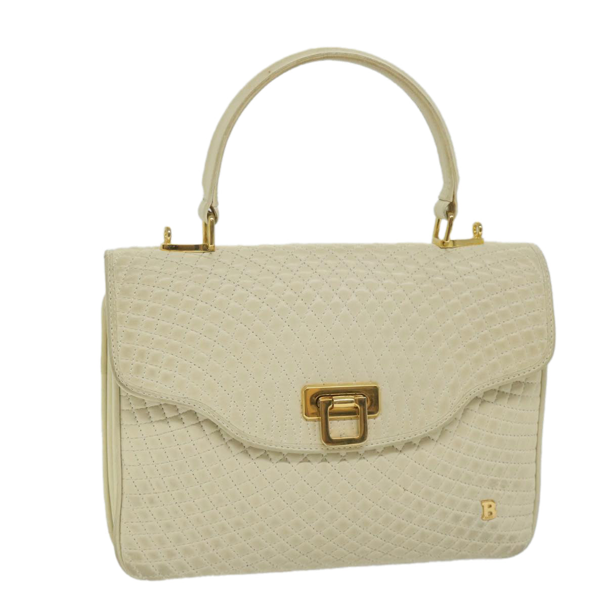 BALLY Quilted Hand Bag Leather Beige