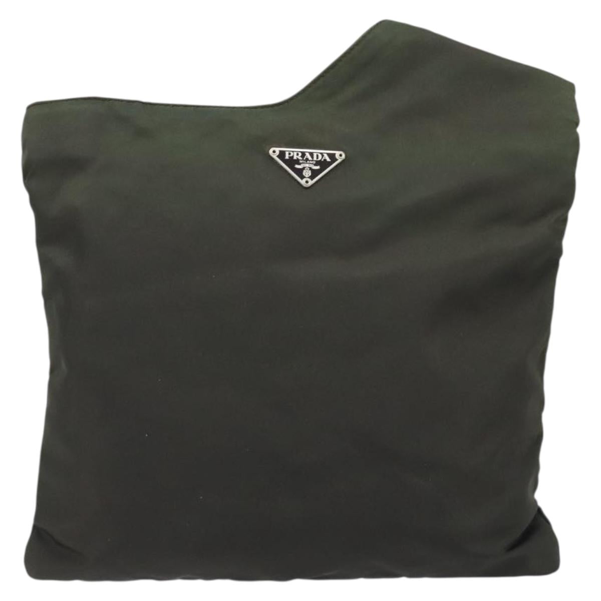 PRADA Shoulder Bag Nylon Khaki Silver
