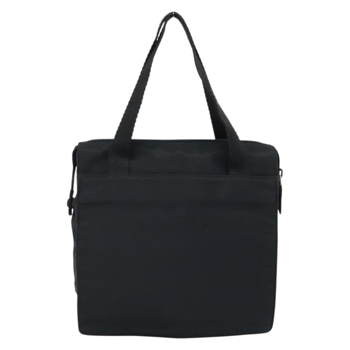 PRADA Hand Bag Nylon Black Silver