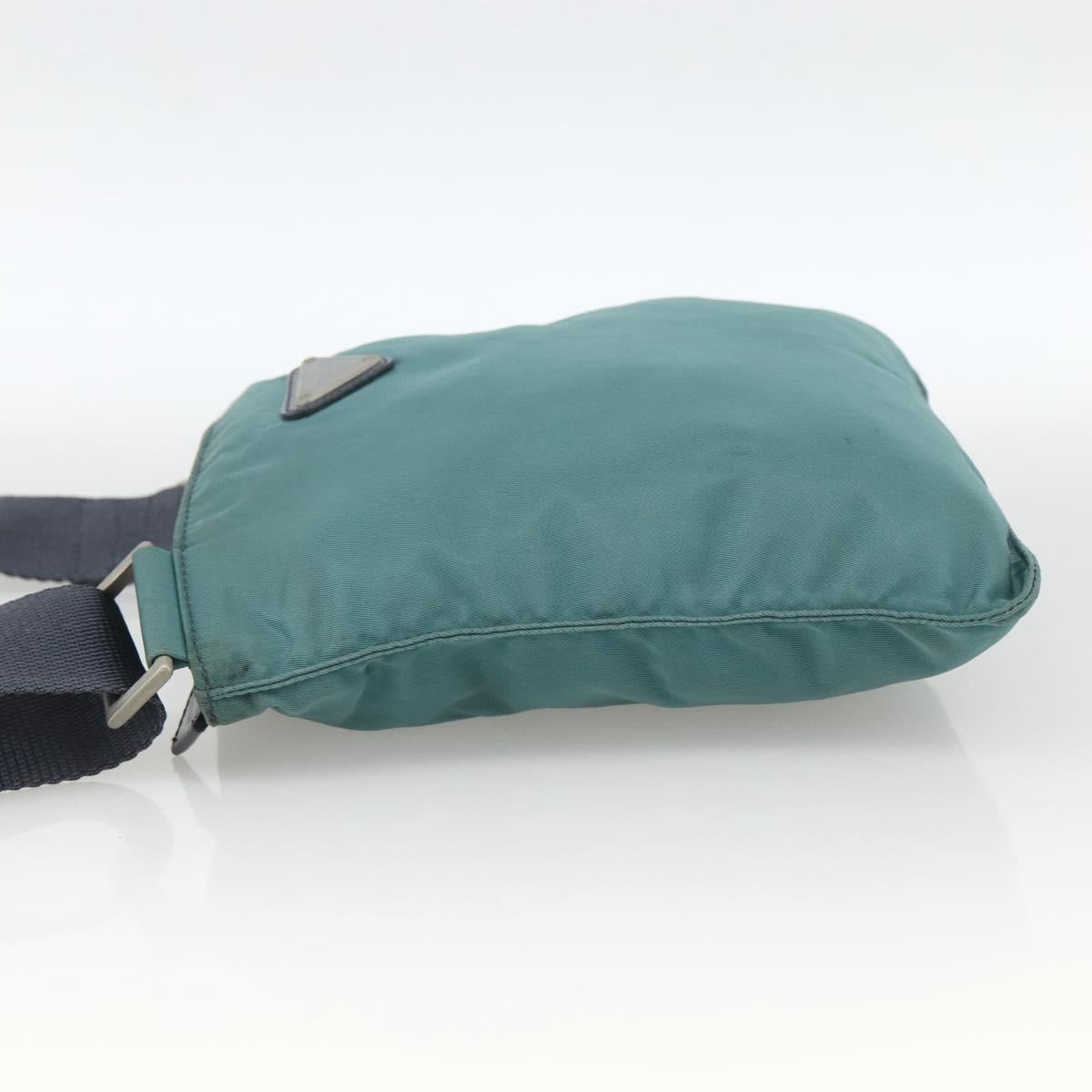 PRADA Shoulder Bag Nylon Green Silver