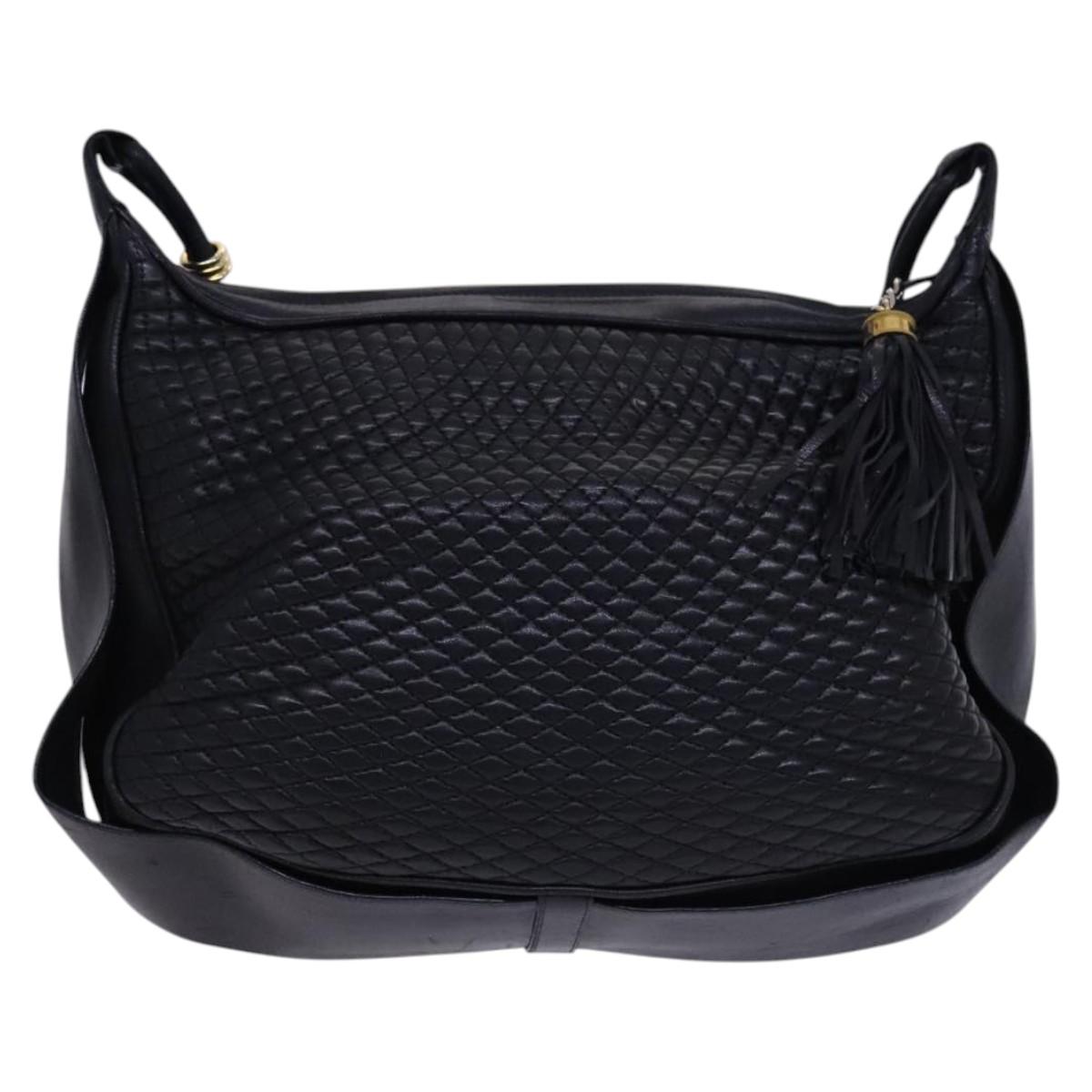 BALLY Shoulder Bag Leather Black Gold