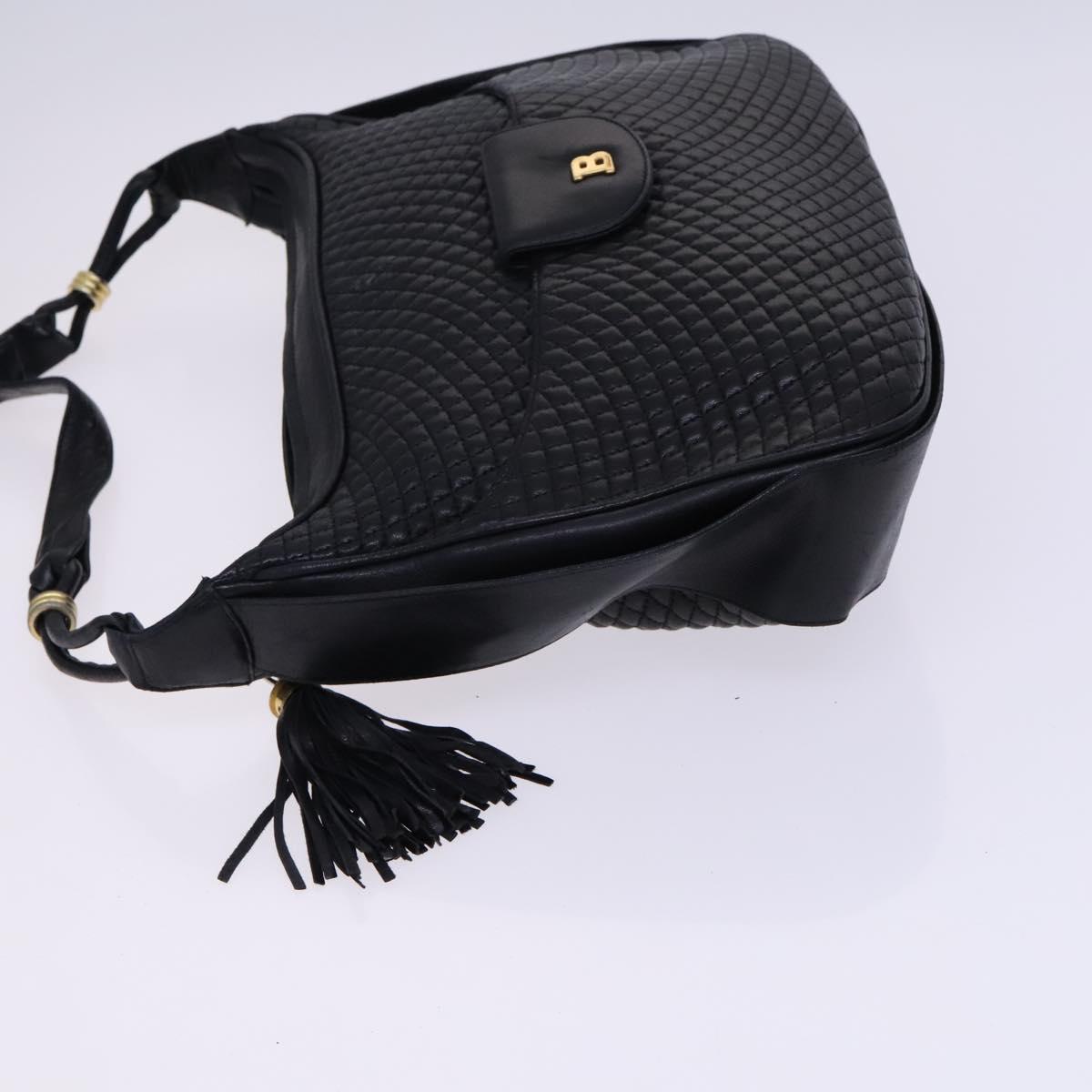 BALLY Shoulder Bag Leather Black Gold