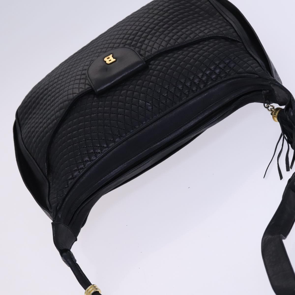 BALLY Shoulder Bag Leather Black Gold