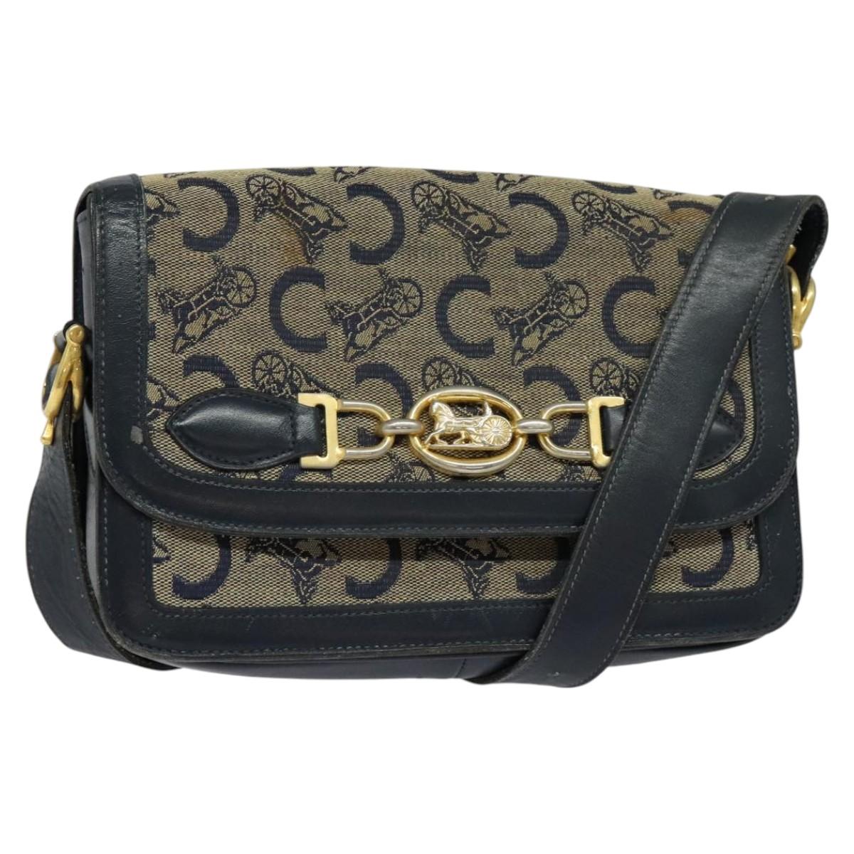CELINE C Sulky Shoulder Bag Canvas Navy