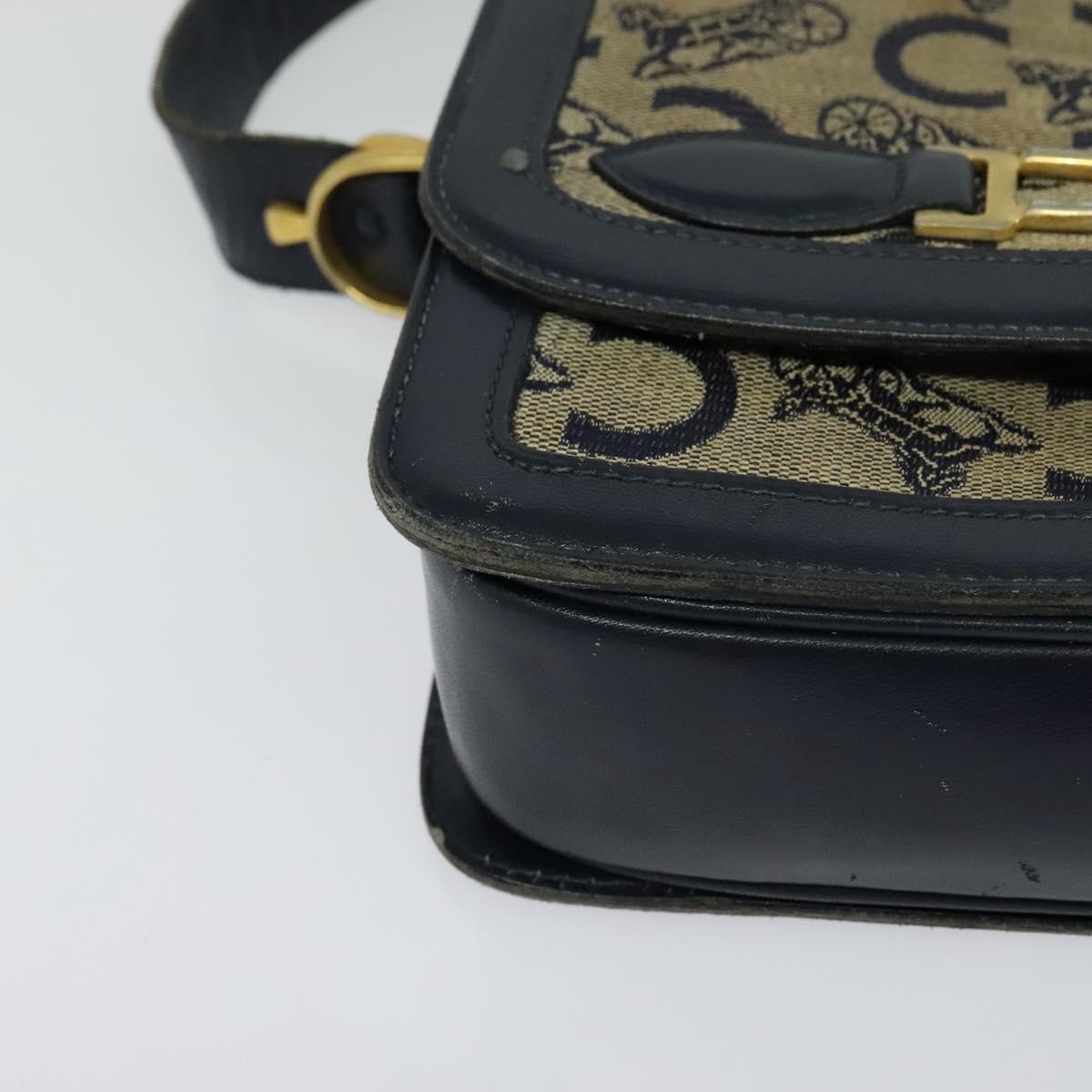 CELINE C Sulky Shoulder Bag Canvas Navy