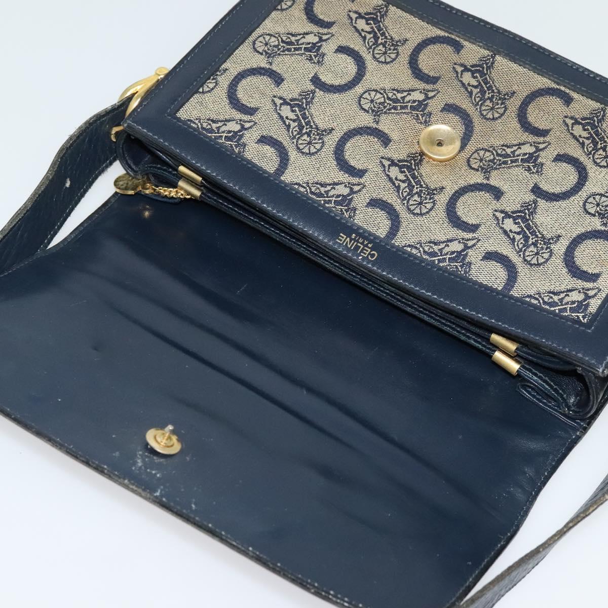 CELINE C Sulky Shoulder Bag Canvas Navy