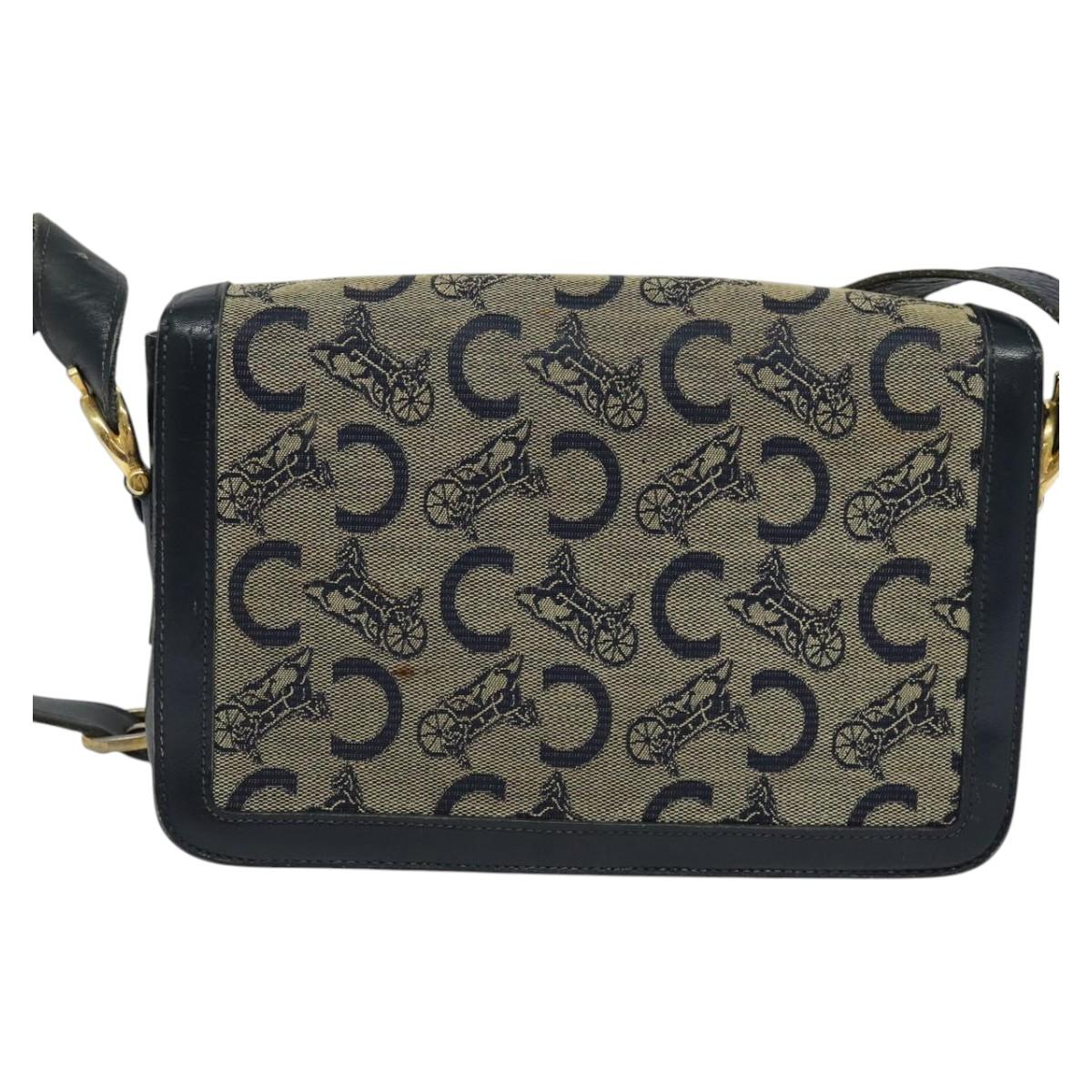 CELINE C Sulky Shoulder Bag Canvas Navy