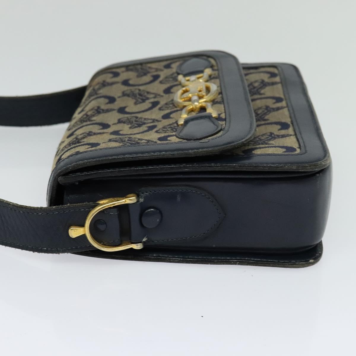 CELINE C Sulky Shoulder Bag Canvas Navy