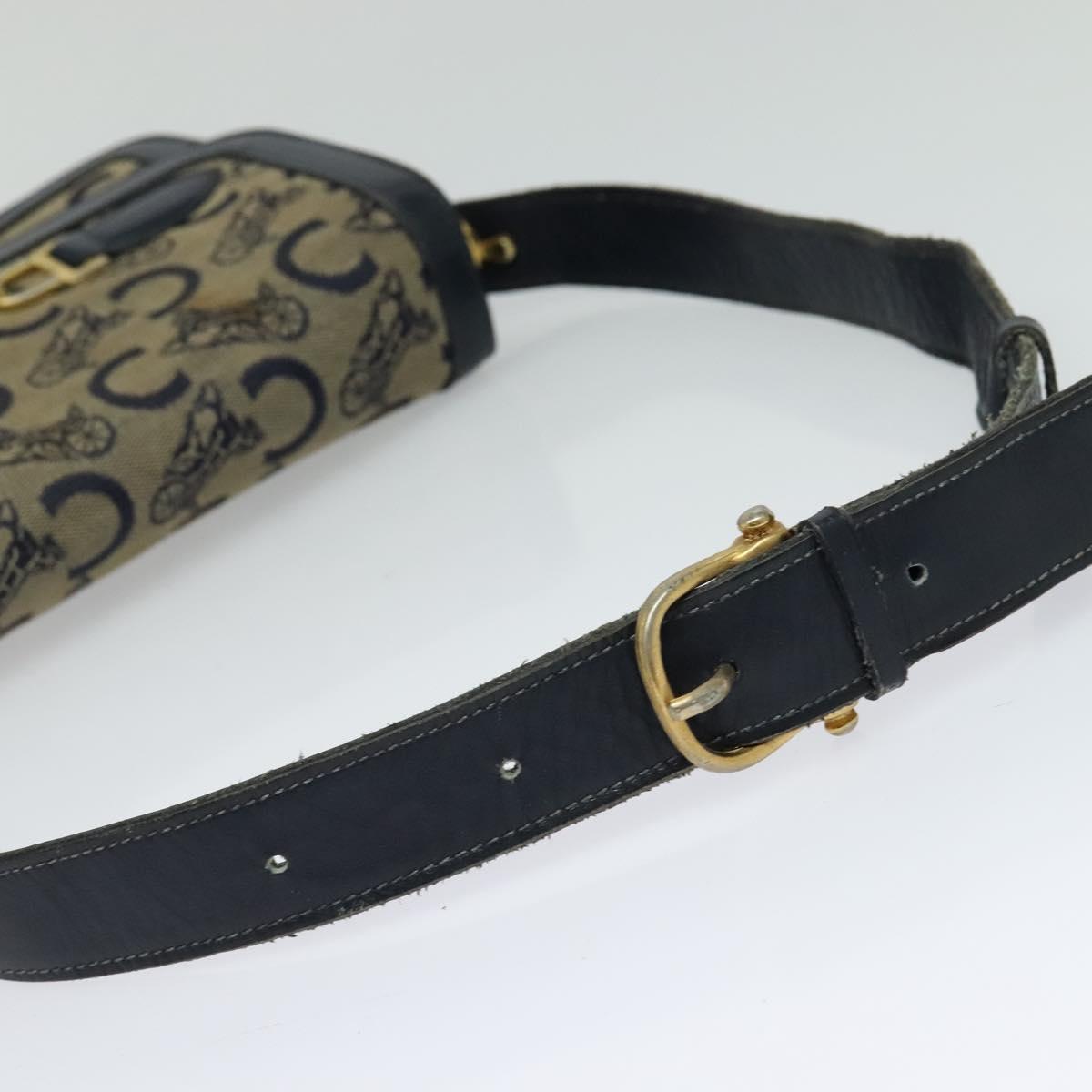 CELINE C Sulky Shoulder Bag Canvas Navy
