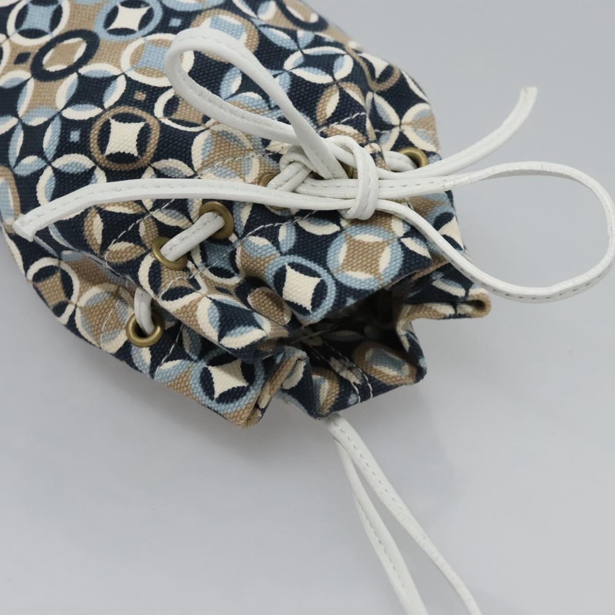CELINE Shoulder Bag Canvas Blue Beige white