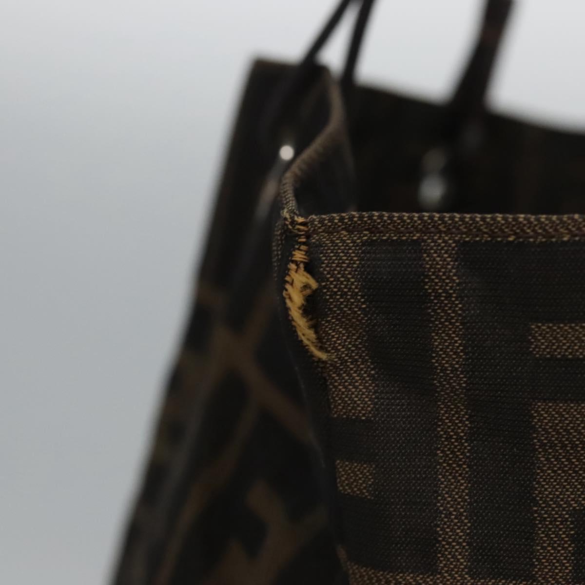 FENDI Zucca Canvas Hand Bag Brown Black Silver