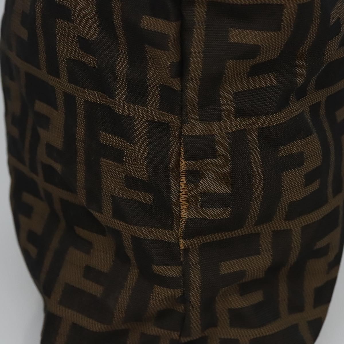 FENDI Zucca Canvas Hand Bag Brown Black Silver