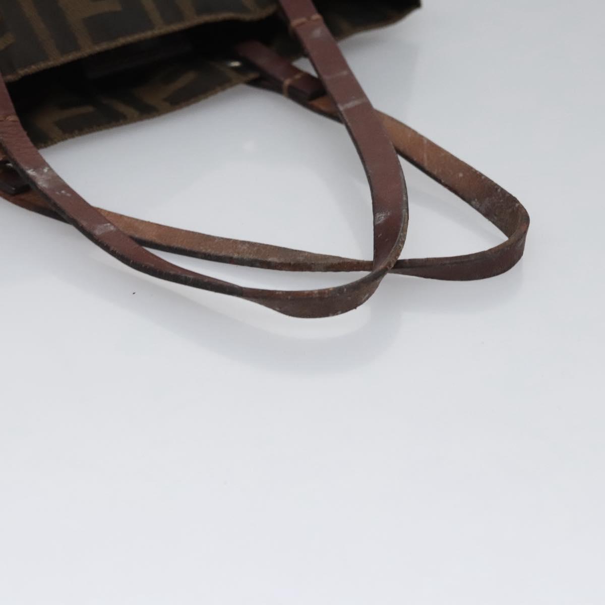 FENDI Zucca Canvas Hand Bag Brown Black Silver