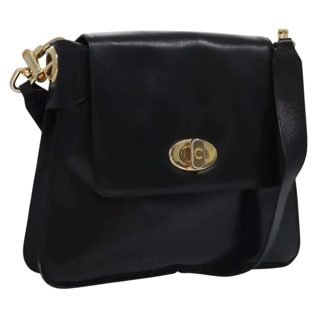 CELINE Shoulder Bag Leather Black Gold