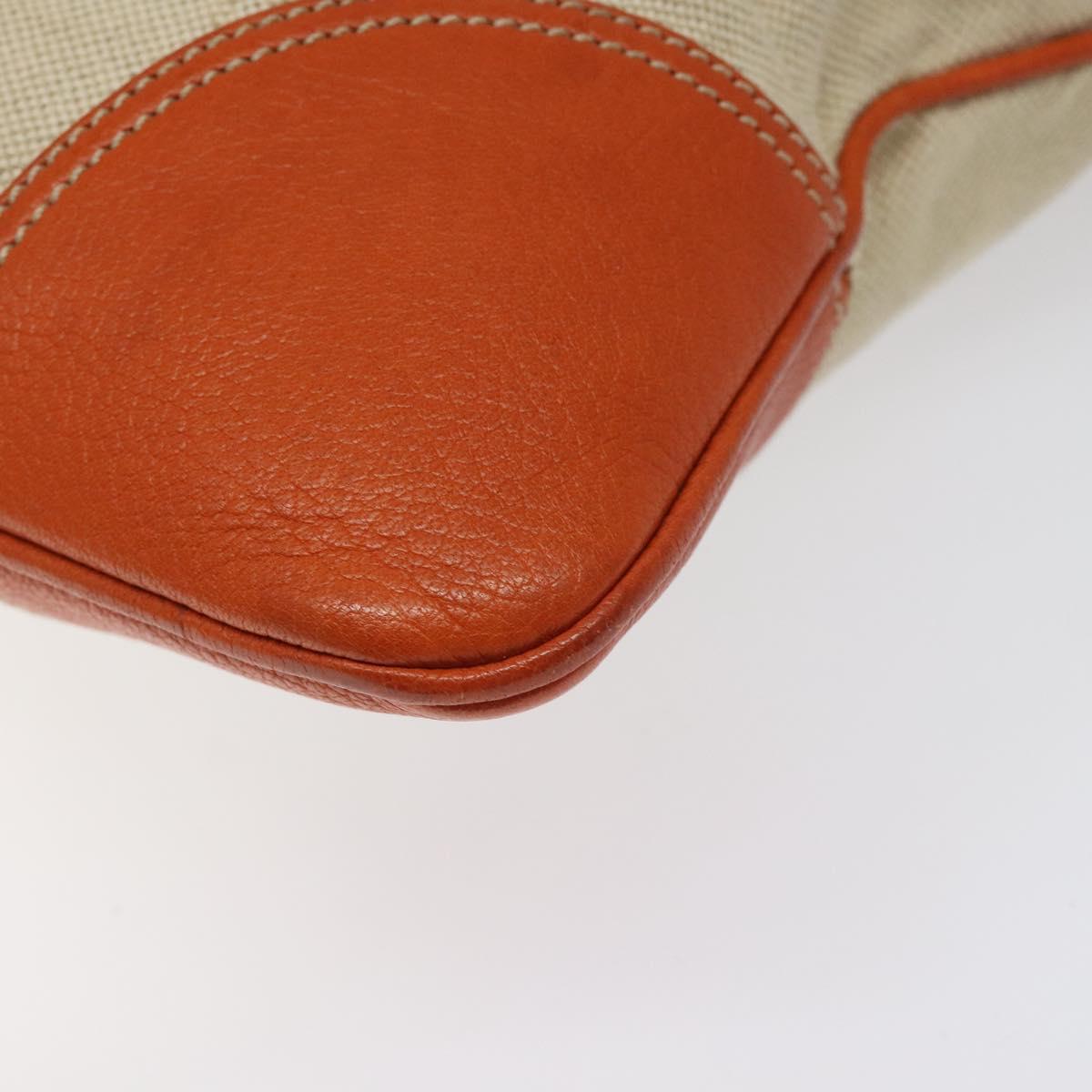 PRADA Hand Bag Canvas Beige Silver