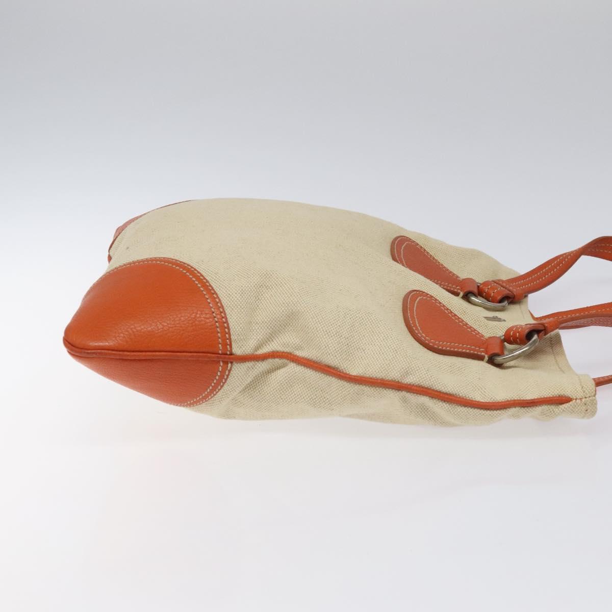 PRADA Hand Bag Canvas Beige Silver