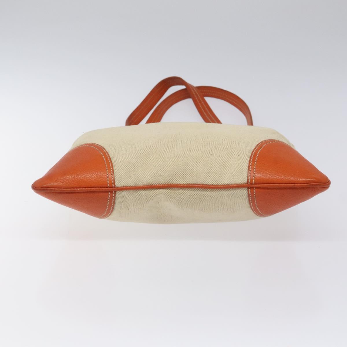PRADA Hand Bag Canvas Beige Silver