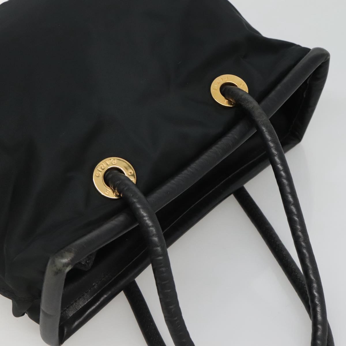 CELINE Shoulder Bag Nylon Black Gold
