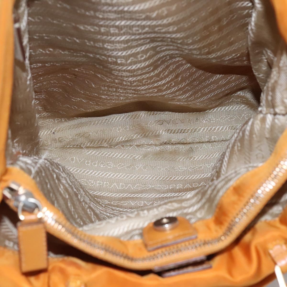 PRADA Shoulder Bag Nylon Orange Gold