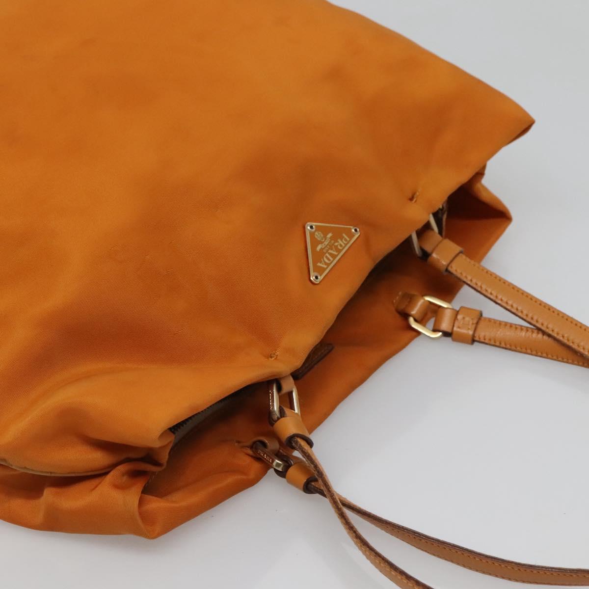 PRADA Shoulder Bag Nylon Orange Gold