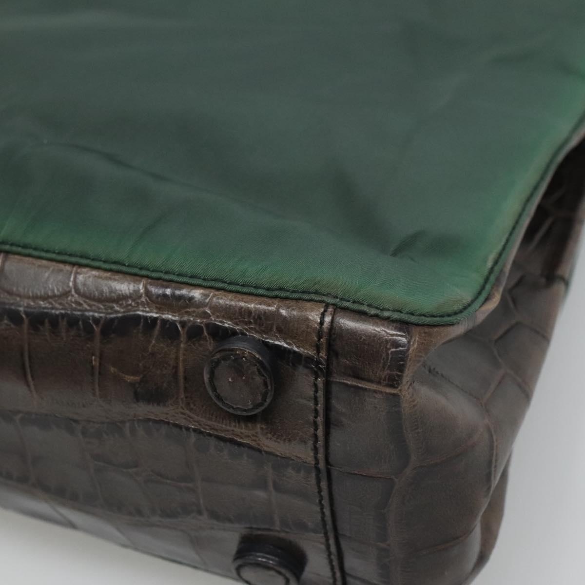 PRADA Shoulder Bag Nylon Green Silver