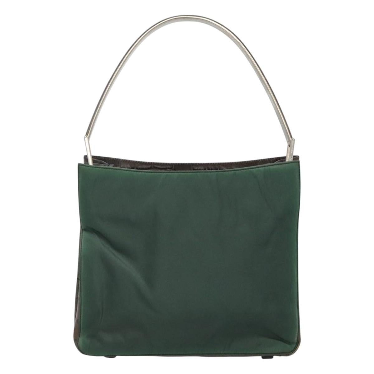 PRADA Shoulder Bag Nylon Green Silver