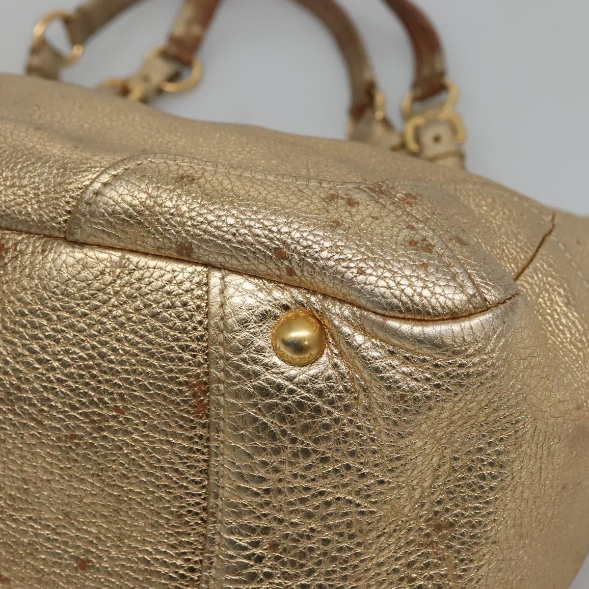 PRADA Tote Bag Leather Gold Tone