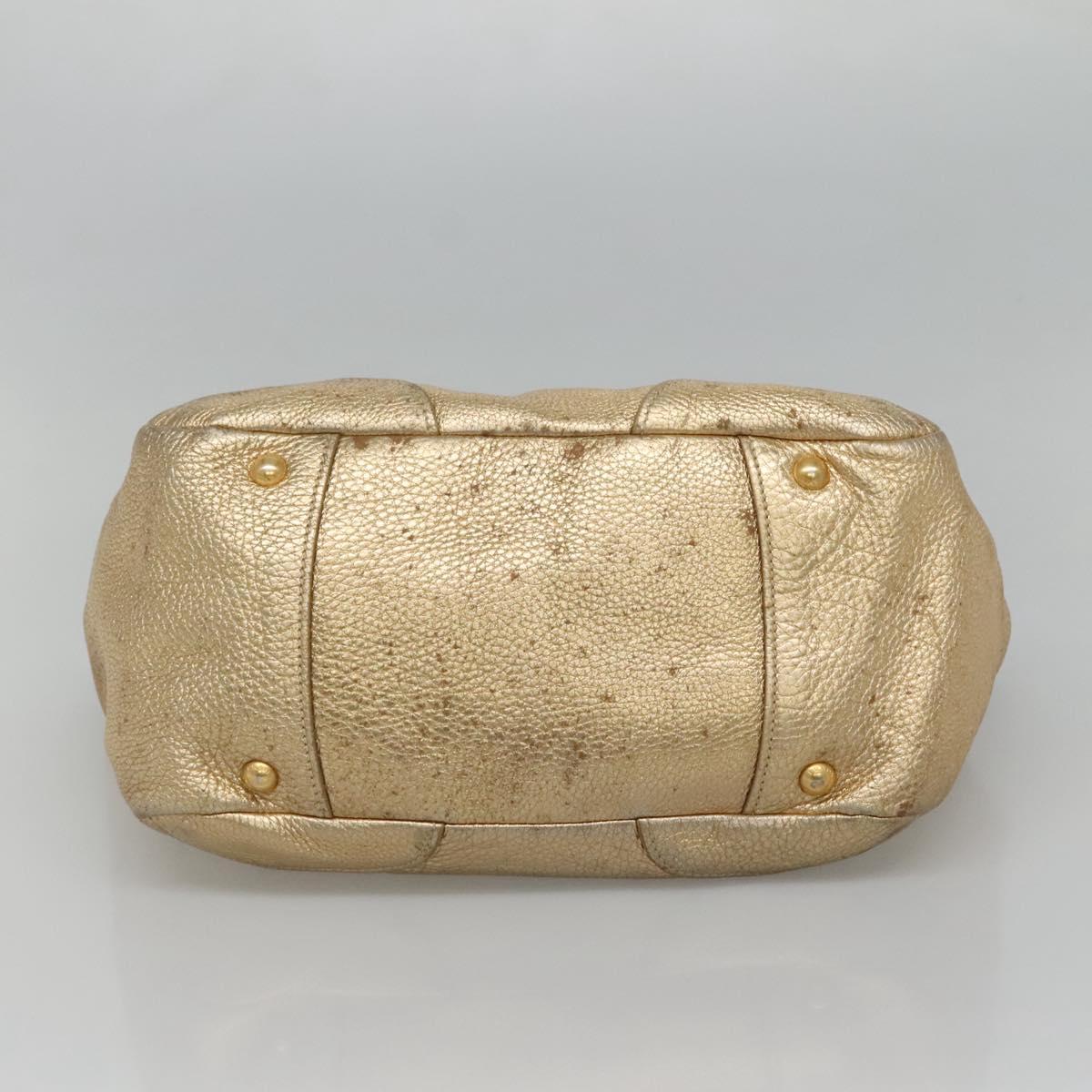 PRADA Tote Bag Leather Gold Tone