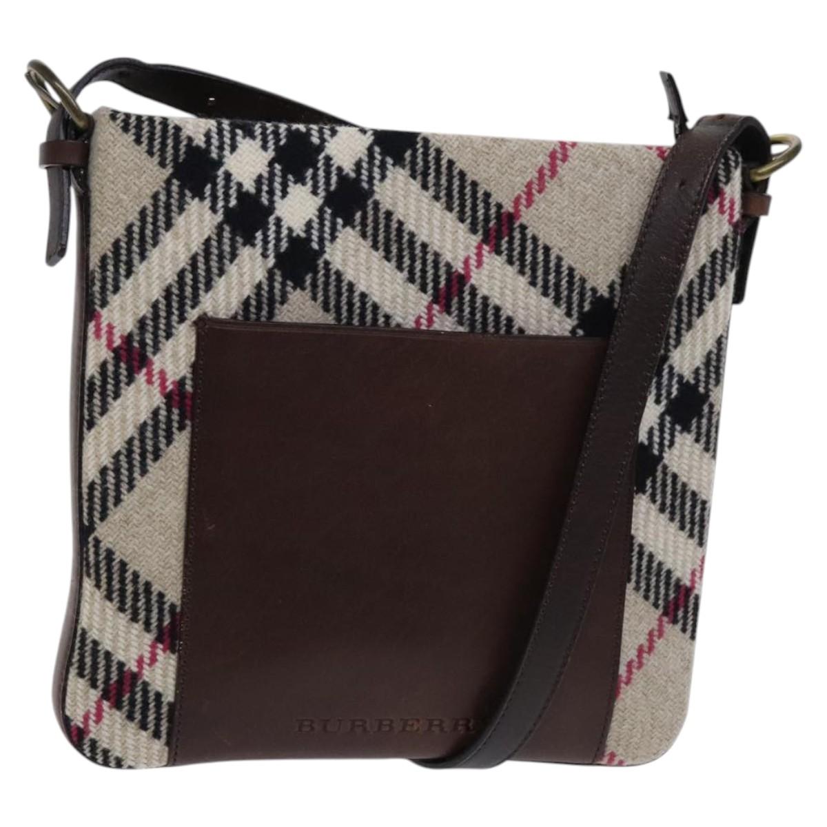 BURBERRY Nova Check Shoulder Bag Wool Beige