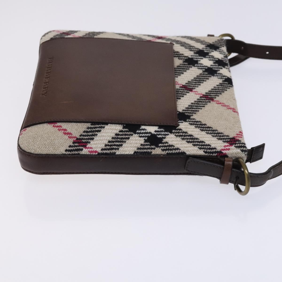 BURBERRY Nova Check Shoulder Bag Wool Beige