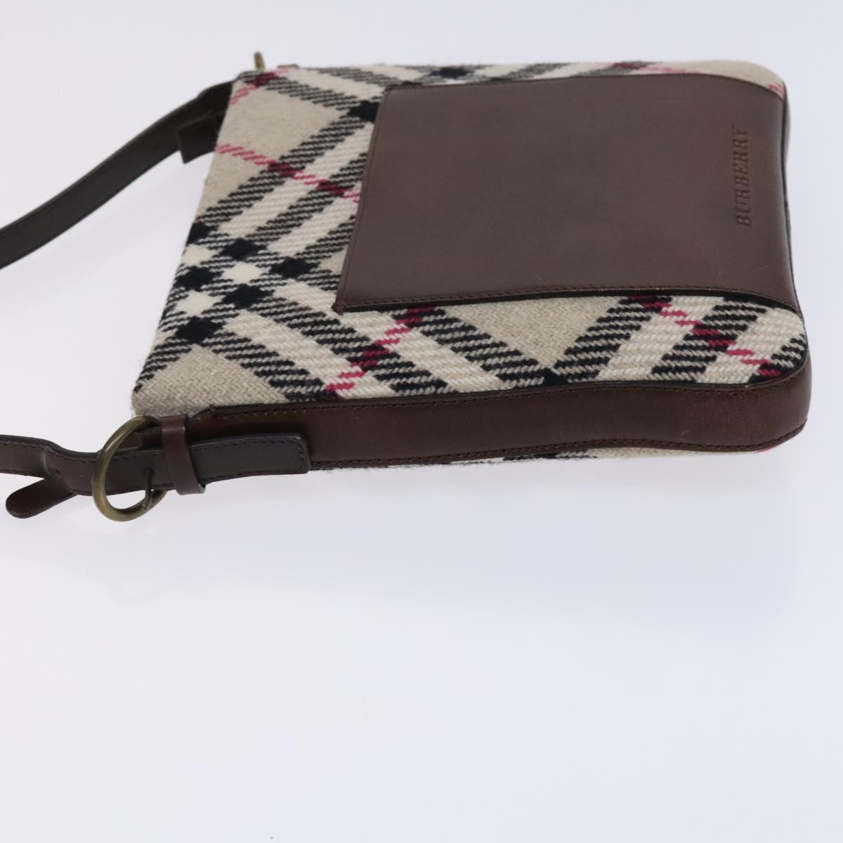 BURBERRY Nova Check Shoulder Bag Wool Beige