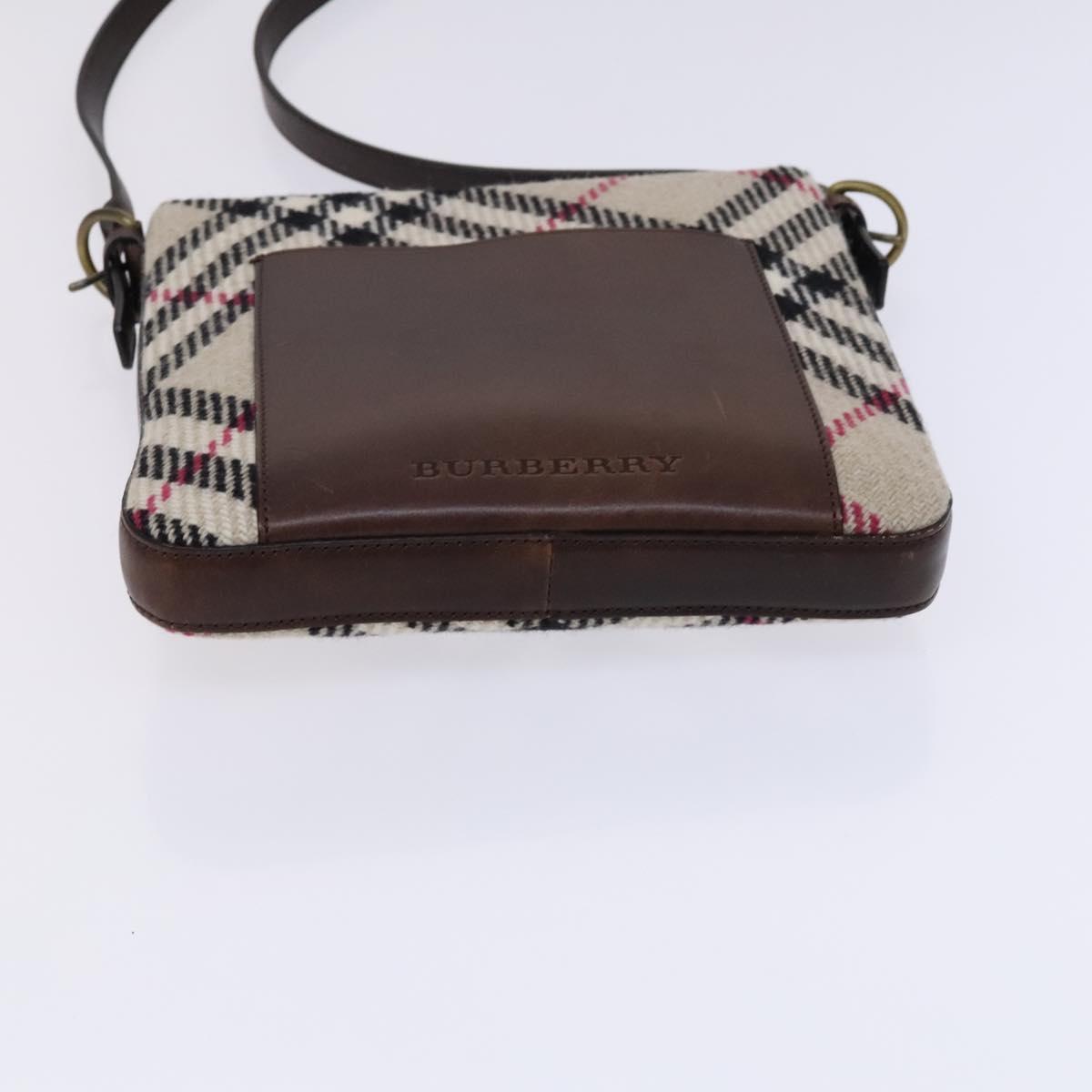 BURBERRY Nova Check Shoulder Bag Wool Beige
