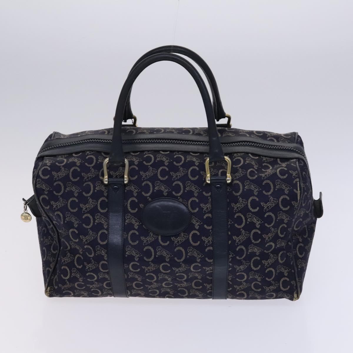 CELINE C Sulky Boston Shoulder Bag Canvas 2Set Brown Navy