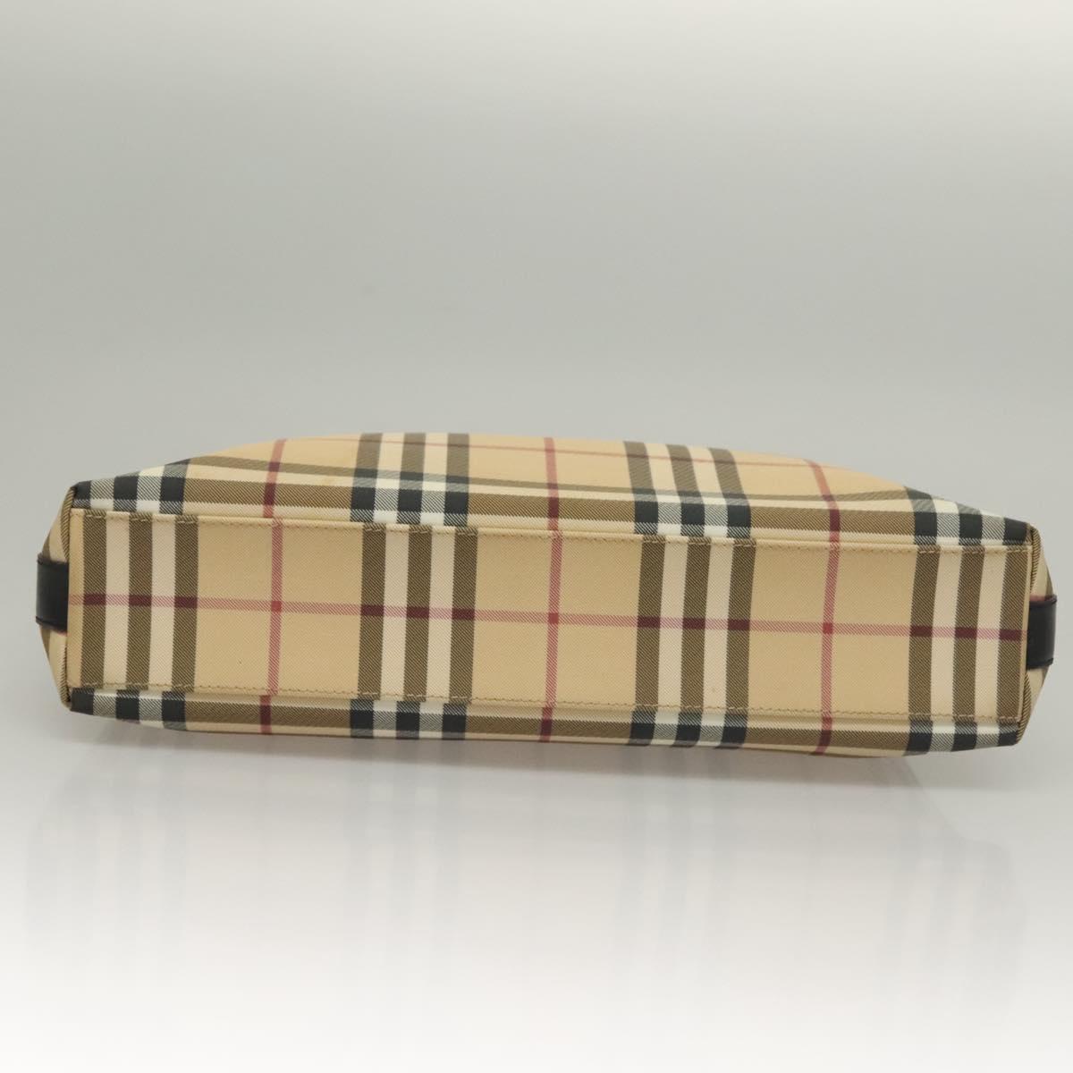 BURBERRY Nova Check Shoulder Bag PVC Beige Silver