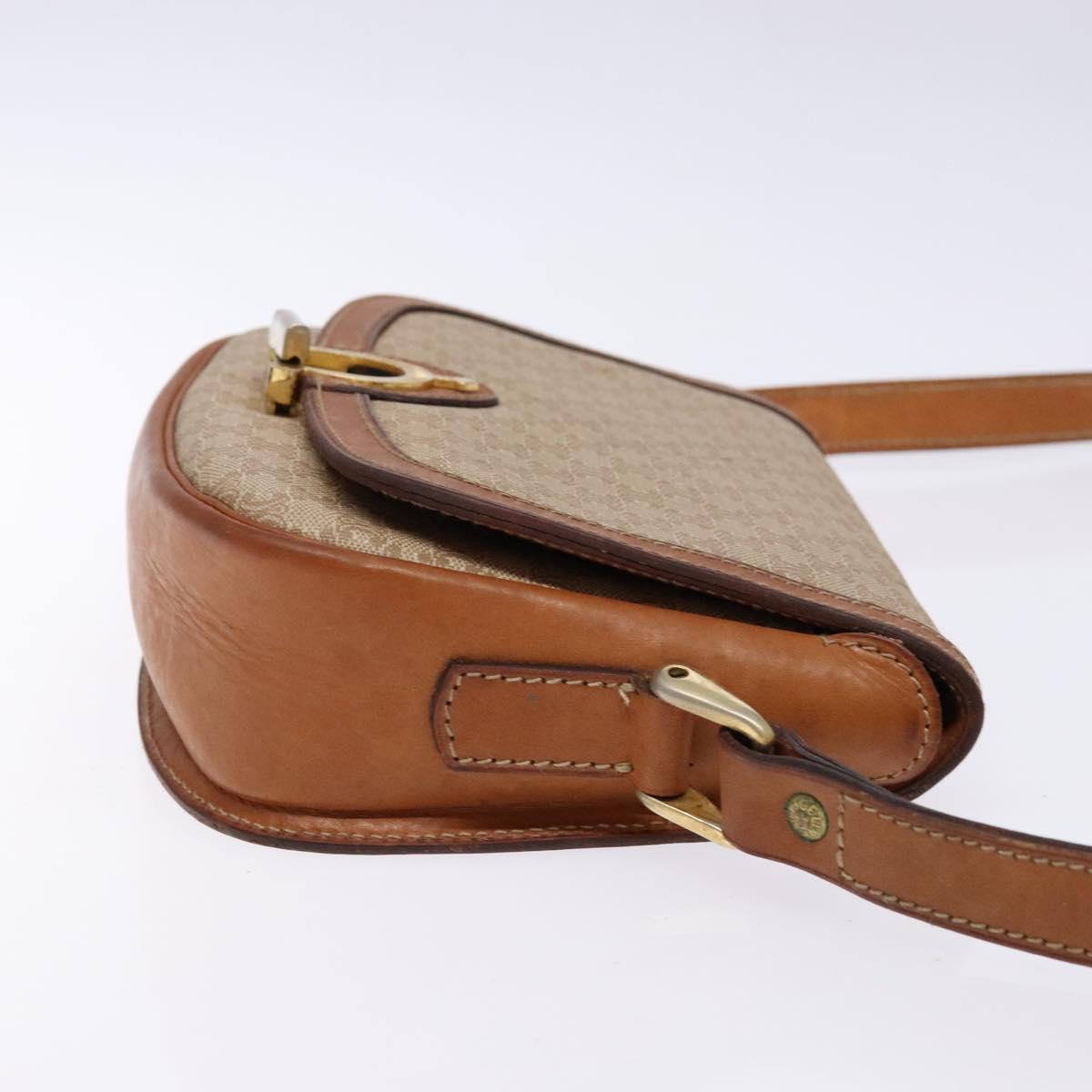 CELINE Macadam Canvas Shoulder Bag Beige Gold