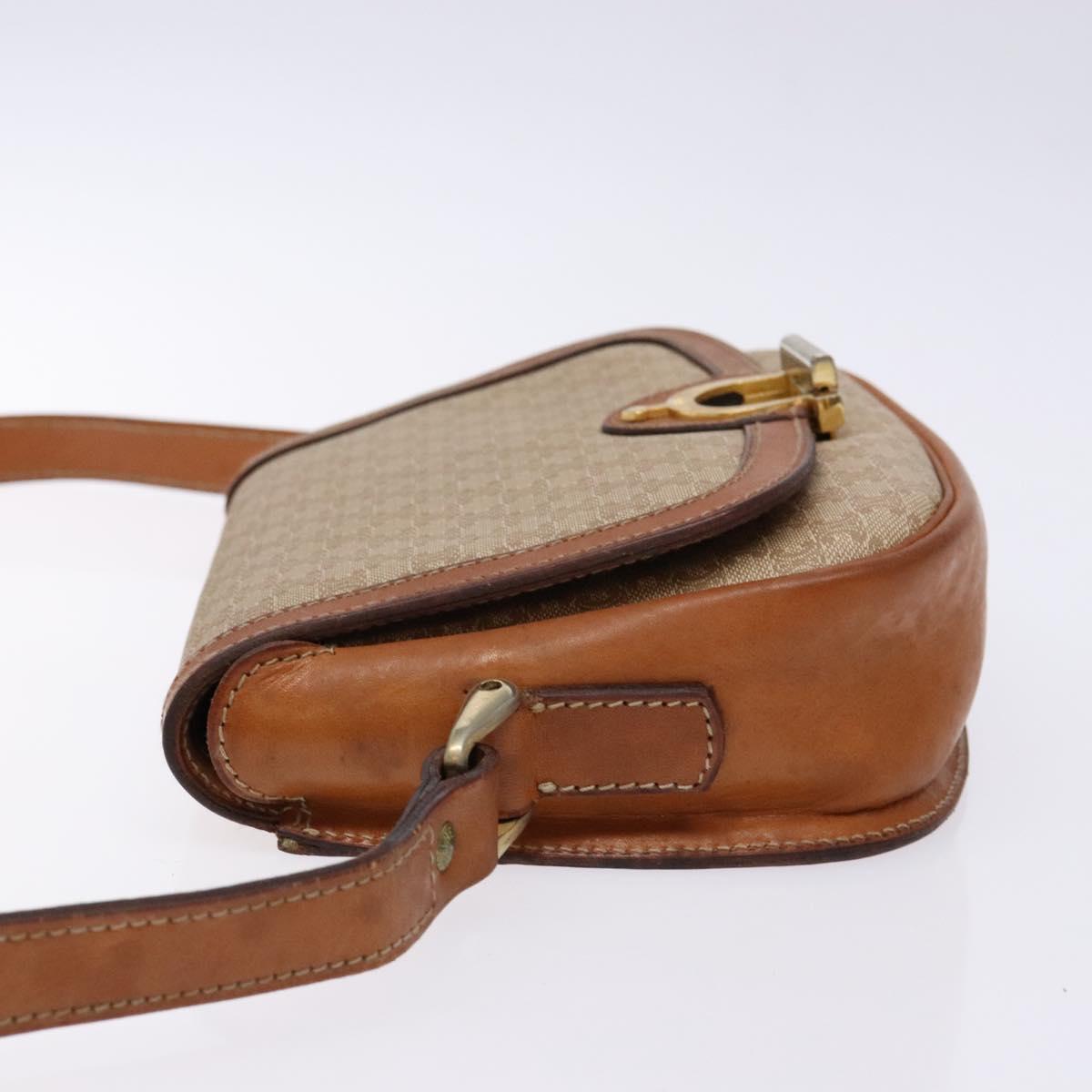 CELINE Macadam Canvas Shoulder Bag Beige Gold