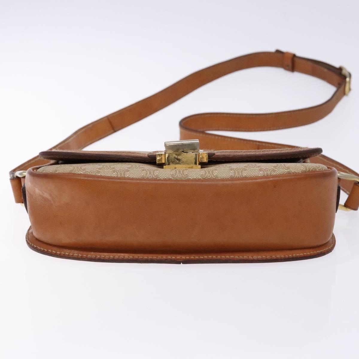 CELINE Macadam Canvas Shoulder Bag Beige Gold