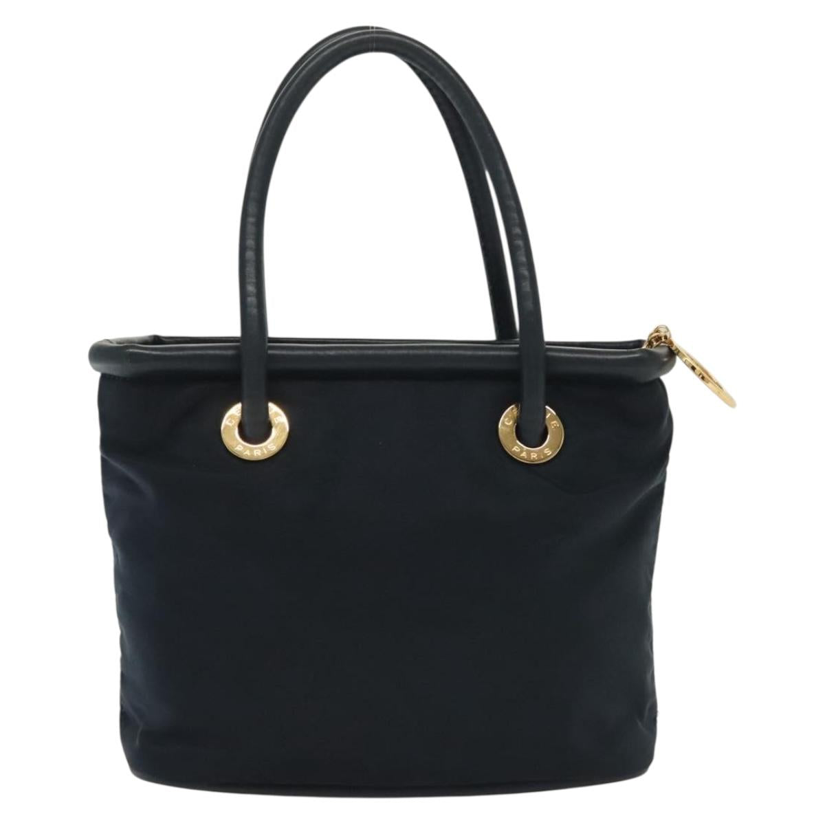 CELINE Hand Bag Nylon Navy Gold